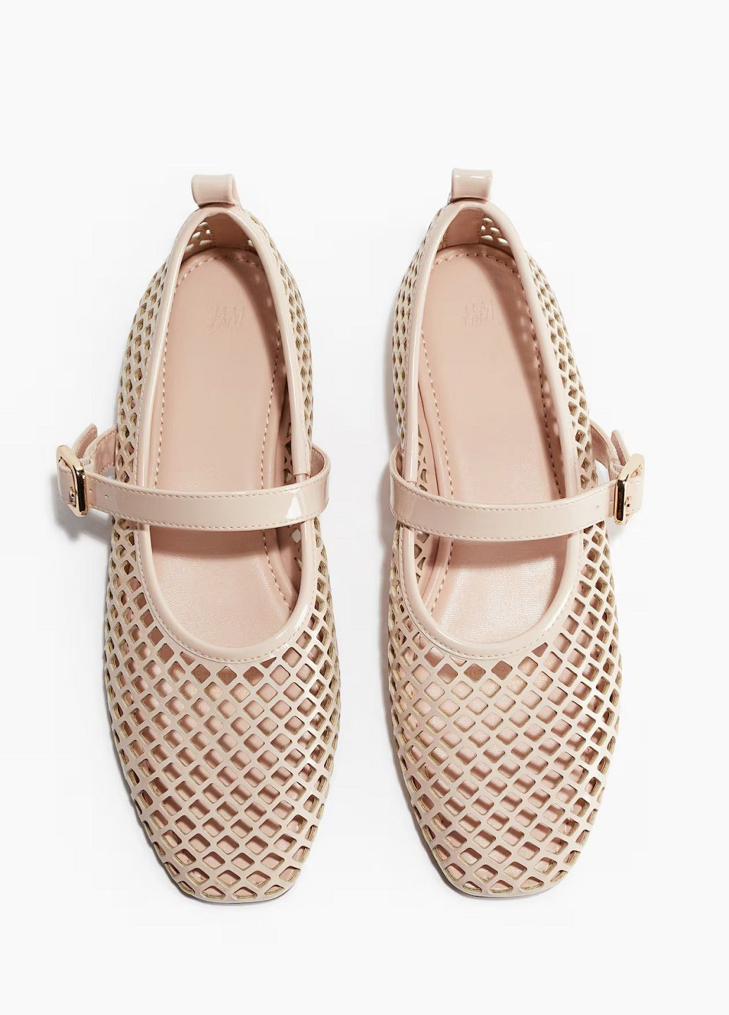 Женские балетки H&M | светло-бежевые однотонные искусственная кожа (336432627)