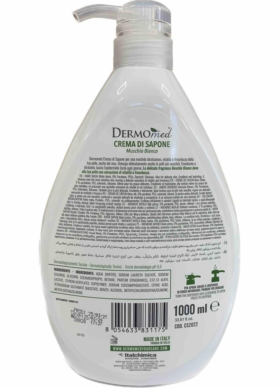 Жидкое мыло для рук Muschio Bianco 1000 ml Dermomed (338437964)