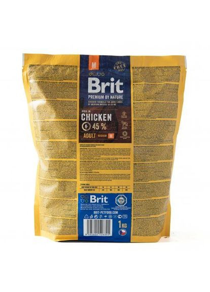 Сухой корм Dog Adult M для взрослых собак средних пород, с курицей, 1 кг Brit Premium (349823866)