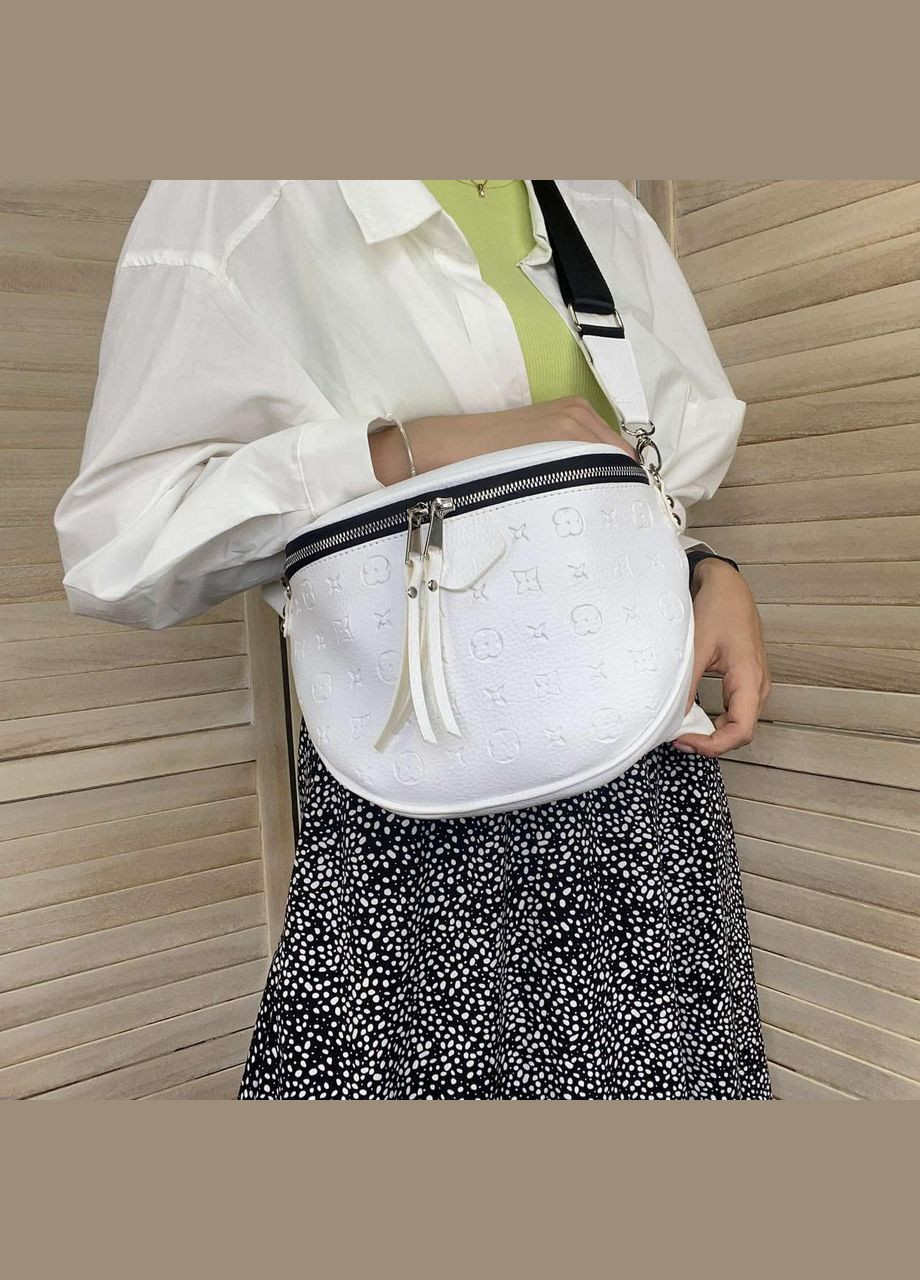 Жіноча сумка-слінг, Бананка сумка для дівчини, Жіночі сумочки та клатчі, міні сумочка багет чорна біла Білий No Brand (334729886)