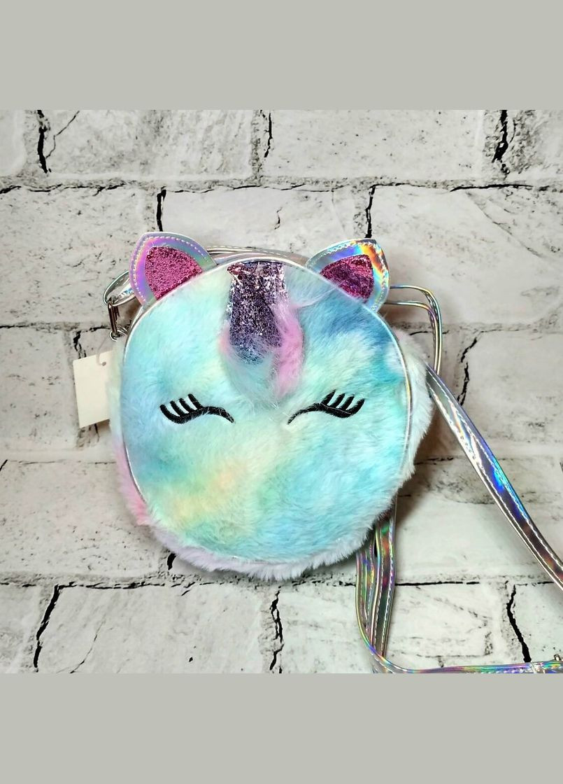 Сумочка дитяча для дівчинки плюшева Єдиноріг 16х16 см Блакитна No Brand (328446362)