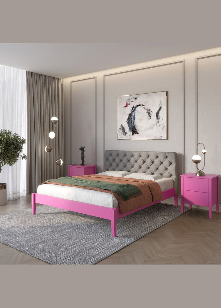 Двоспальне дерев'яне ліжко Рим ДК (S2060R30B)/Аляска 93 (Сірий) Б3 160х190 см (MBG-5280) Mebigrand (368281312)