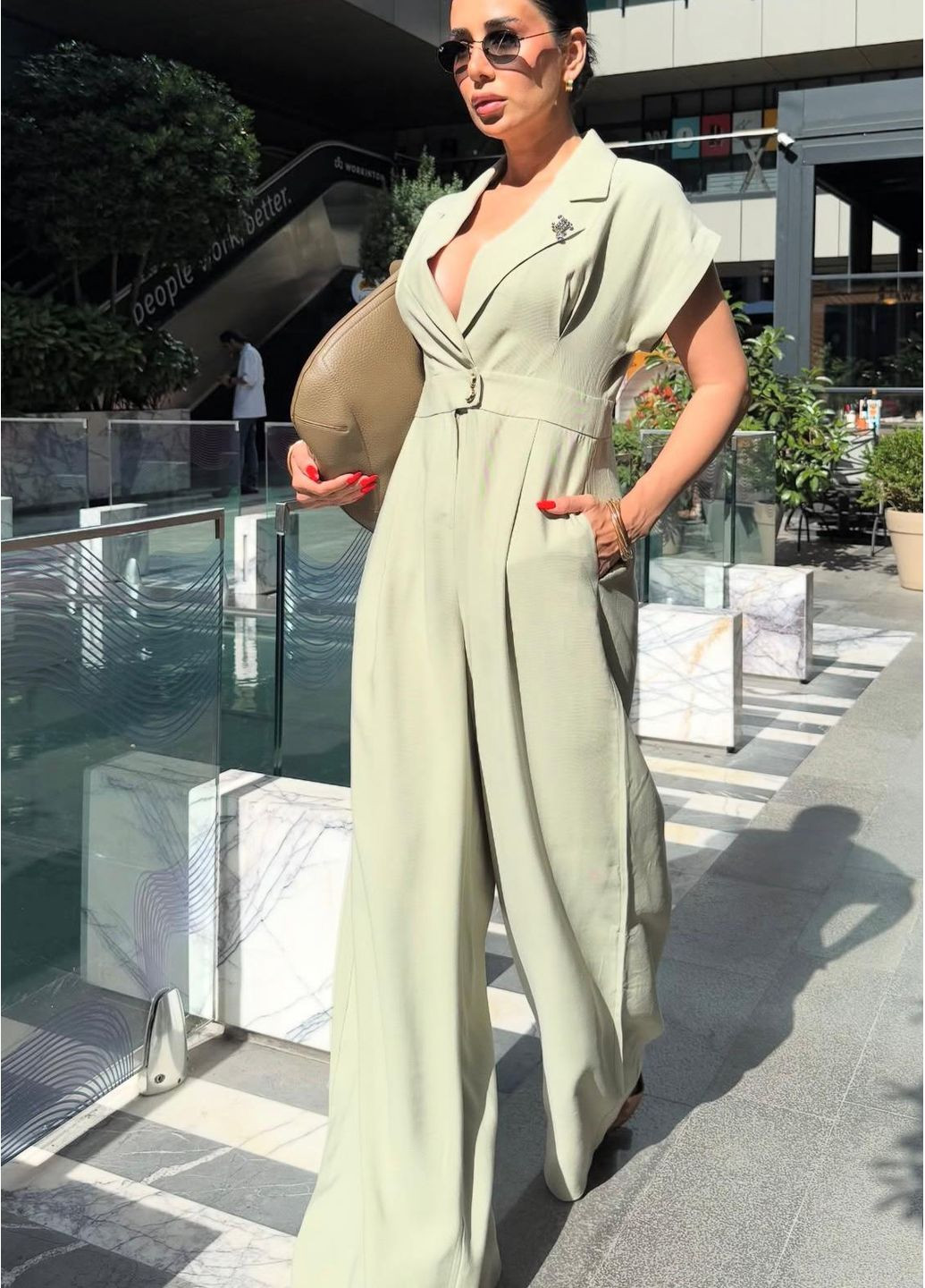 Жіночий комбінезон оливкового кольору. Fashion оливковий святковий, коктейльний, діловий, карнавальний, відвертий, повсякденний, кежуал, джинсовий, вечірній тенсел