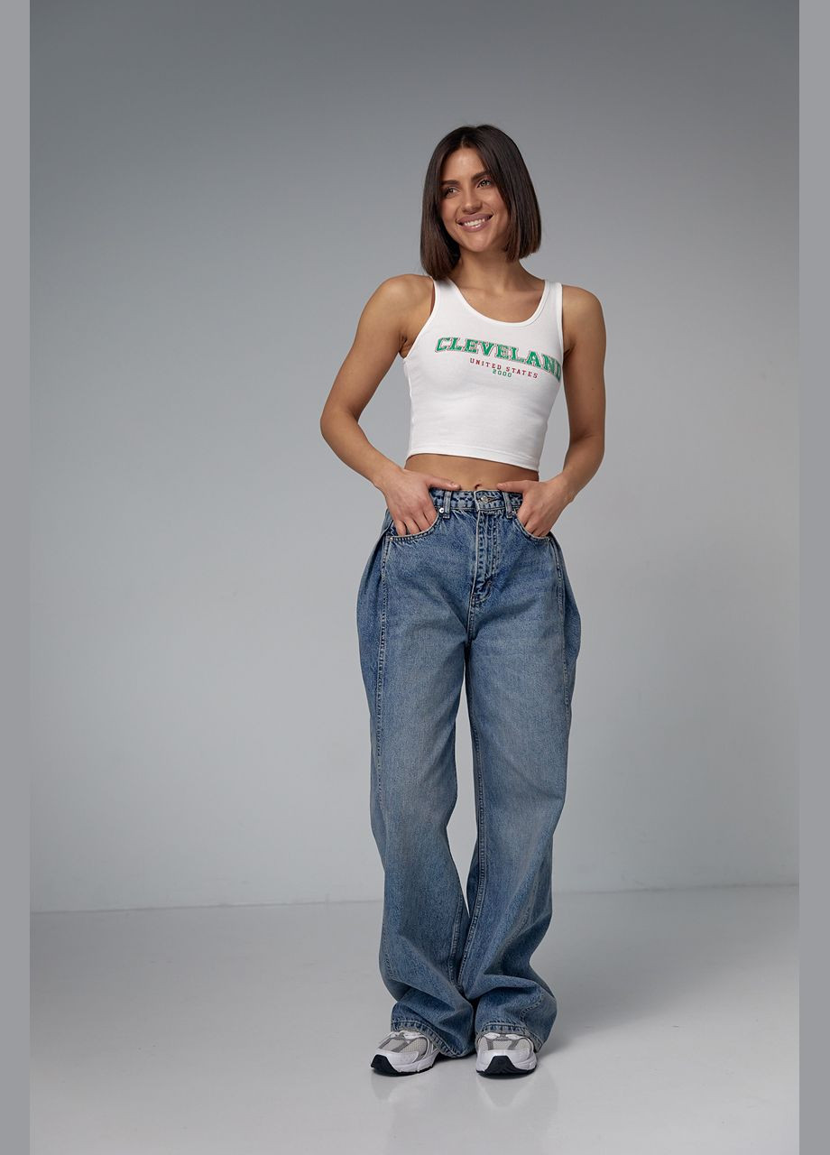 Трикотажний топ в рубчик із принтом Cleveland Liton (296909031)