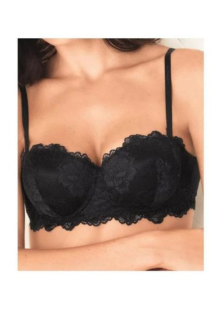 Чёрный роскошный бюстгальтер анжелика с гипюром deluxe лормар Lormar полиамид