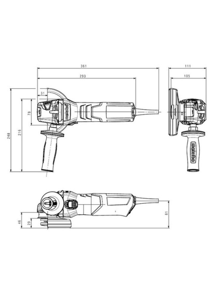 Угловая шлифмашина W 9-125 QUICK (0.9 кВт, 125 мм) Metabo (363054512)