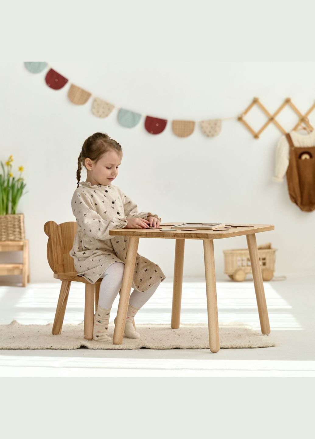 Детский столик и стульчик Bear для детей 4-7 лет Натуральний Tatoy (292312770)