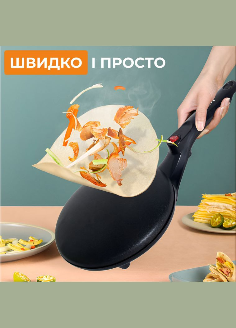 Сковорода для млинців електрична з антипригарним покриттям діаметр 20 см 650 Вт SK5208 Sokany (306848784)