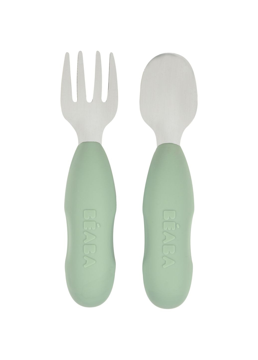 Набор ложка и вилка 10+, металлический оливковый () Beaba 913580 (328395512)