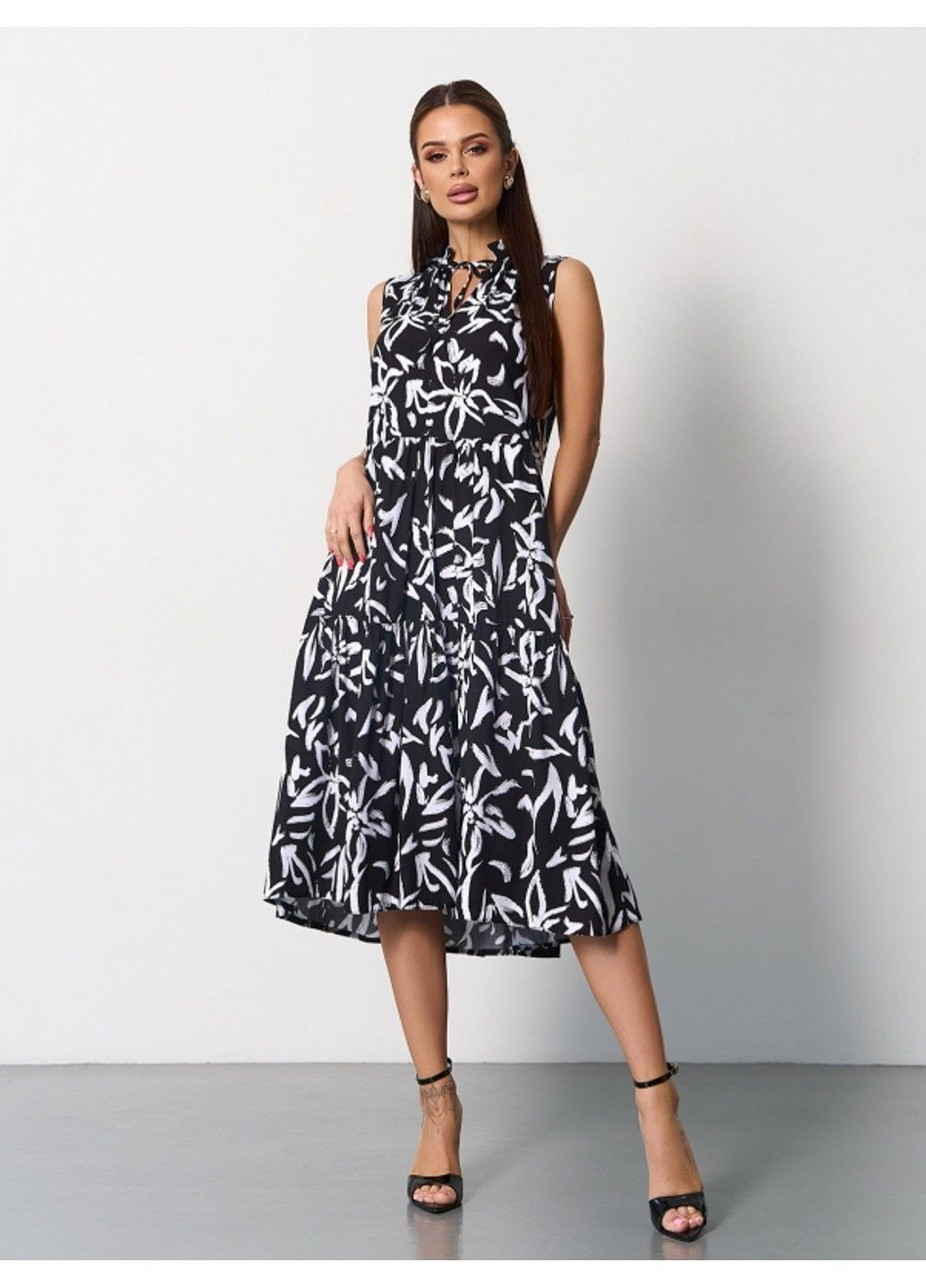 Черное повседневный платье issa pus a-623 черный/белый ISSA PLUS