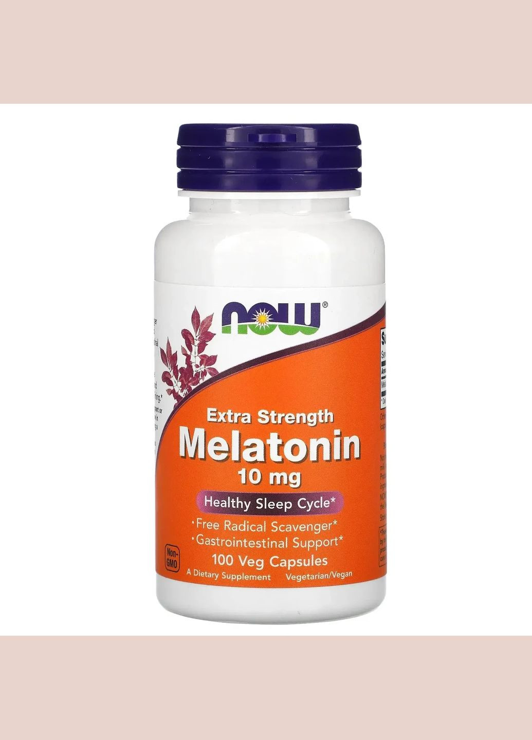 Мелатонін (Melatonin Extra Strength) 10 мг 100 вегетаріанських капсул Now Foods (361115911)