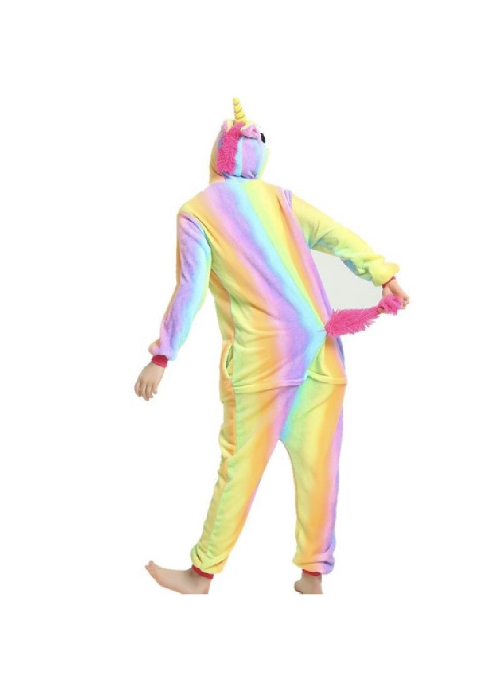 Кігурумі костюм піжама жіночий махровий застібається на кнопках з капюшоном вухами (478516-Prob) Райдужний єдиноріг розмір ХL Unbranded (305843426)
