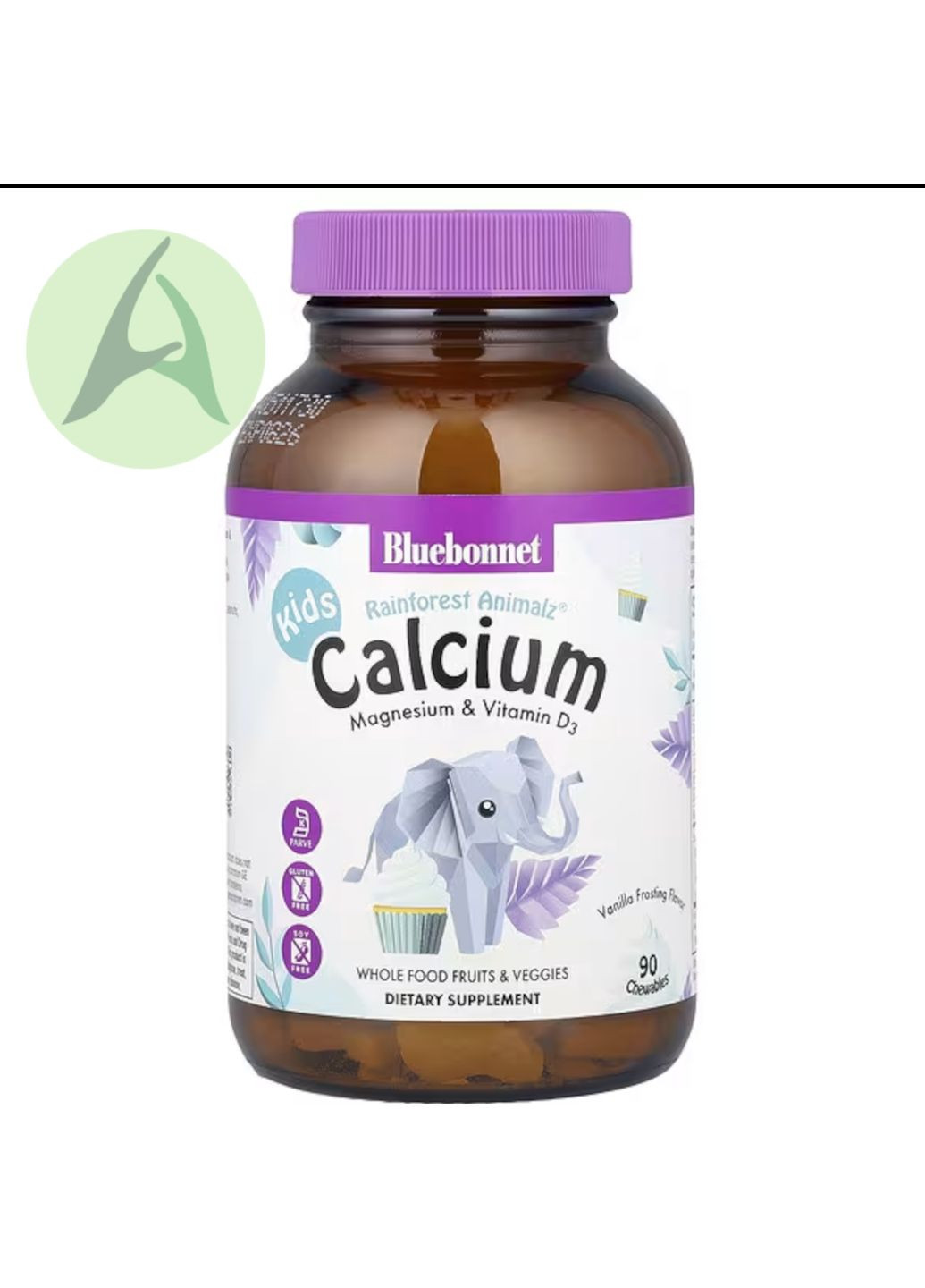 Кальцій, магній і вітамін D3 для дітей, ваніль, 90 жувальних таблеток Bluebonnet Nutrition (334689334)