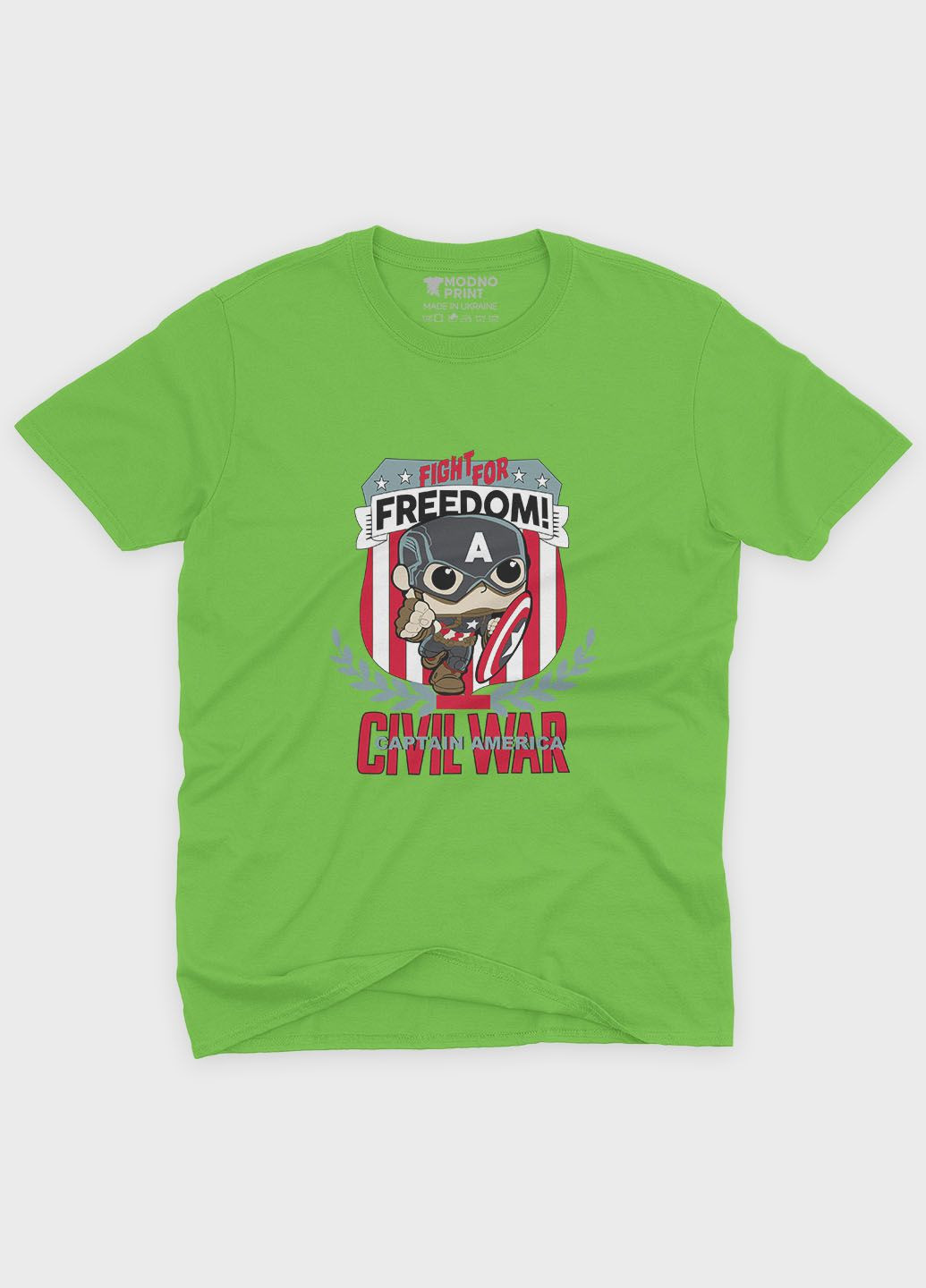 Салатова демісезонна футболка для хлопчика з принтом супергероя - капітан америка (ts001-1-kiw-006-022-005-b) Modno