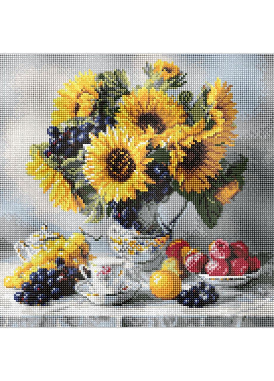 Алмазна мозаїка Соняшники з виноградом Ідейка 40 х 40 AMO8338 IDEYKA (361964713)
