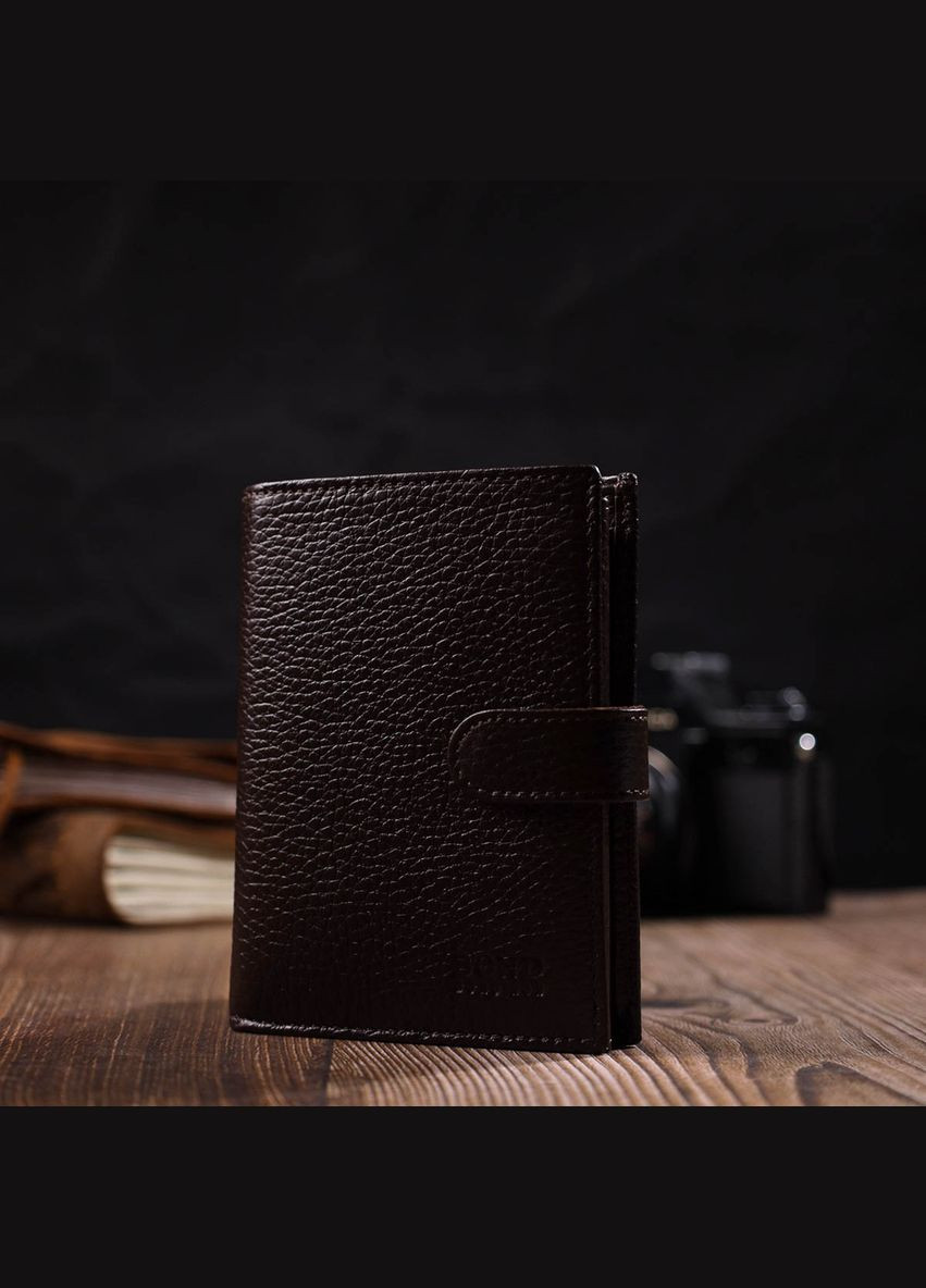 Портмоне для документів чоловіче з натуральної зернистої шкіри 22056 Коричневий Bond (306881345)
