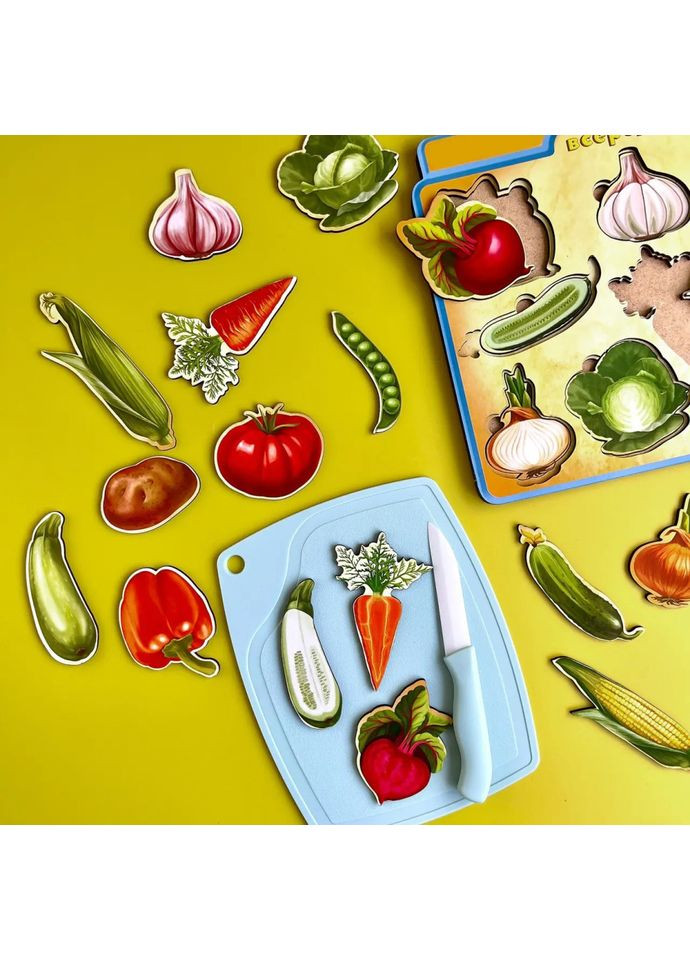 Дерев'яний пазл вкладиш «Овочі зовні та всередині» Ubumblebees (365642341)