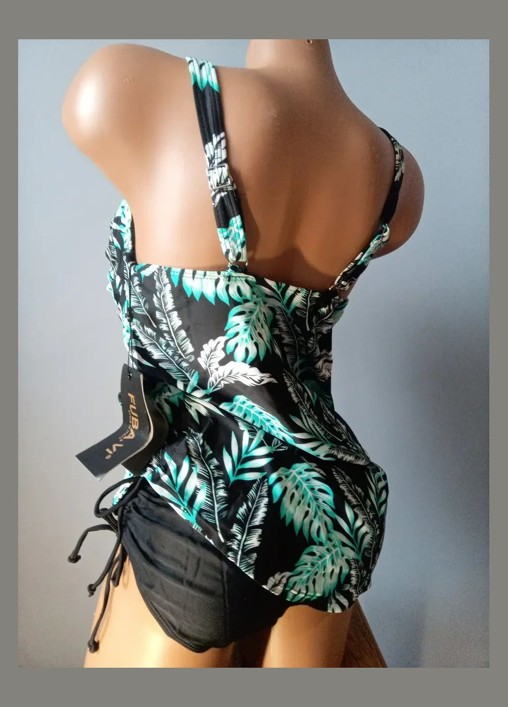 Черный летний купальник танкини с плавками большие размеры FUBA