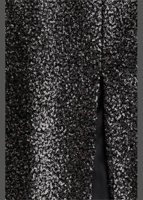 Черная однотонная юбка женская черная меди с пайетками -38 H&M