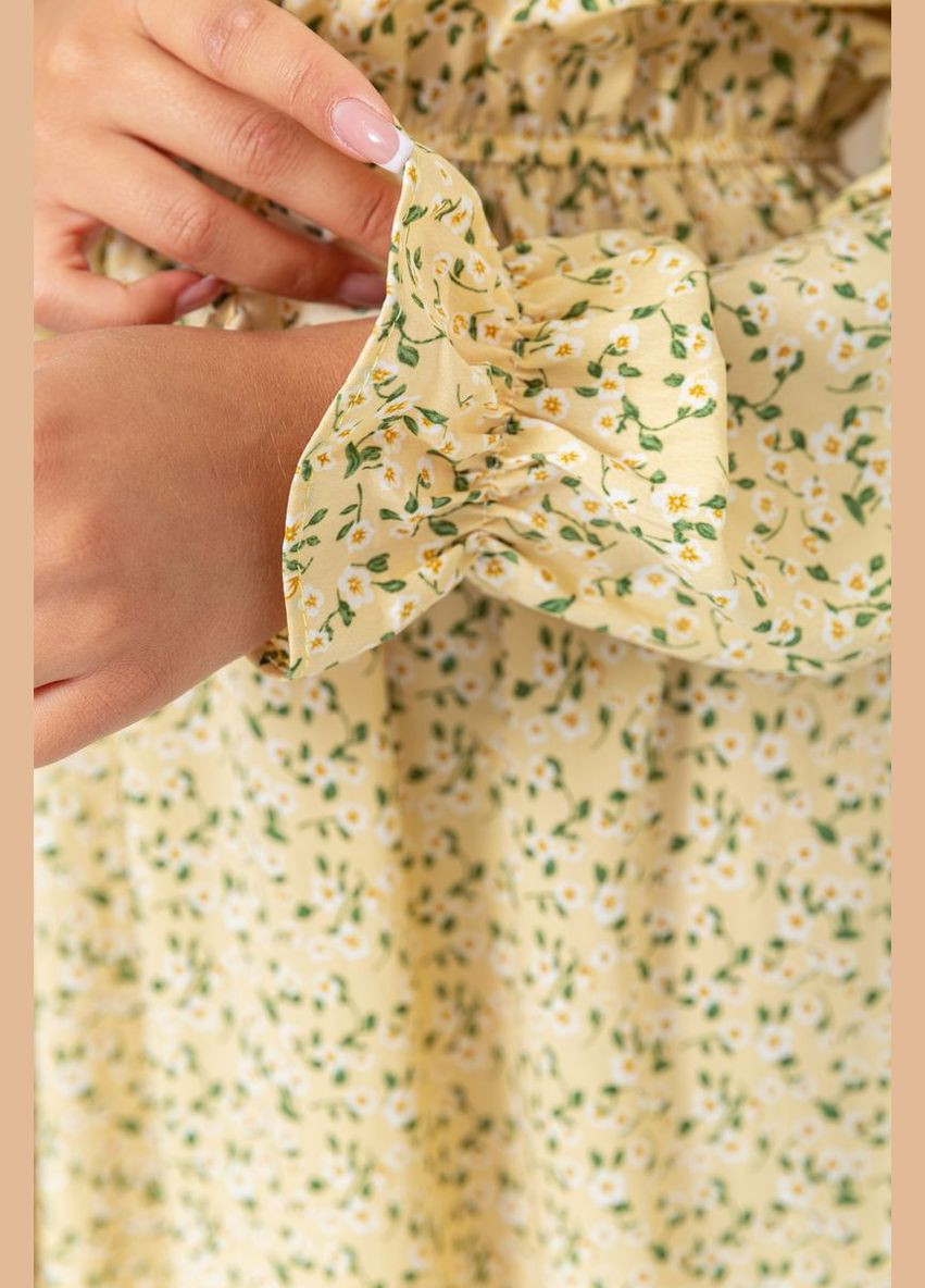 Комбінована сукня з квітковим принтом, колір гірчичний, Ager