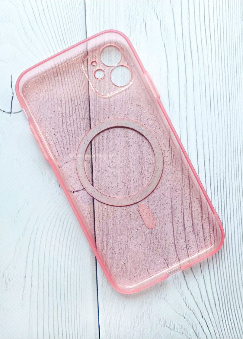 Прозорий чохол з діамантовим блиском на iPhone 11 із підтримкою MagSafe:: Рожевий Silicone Case (360659962)