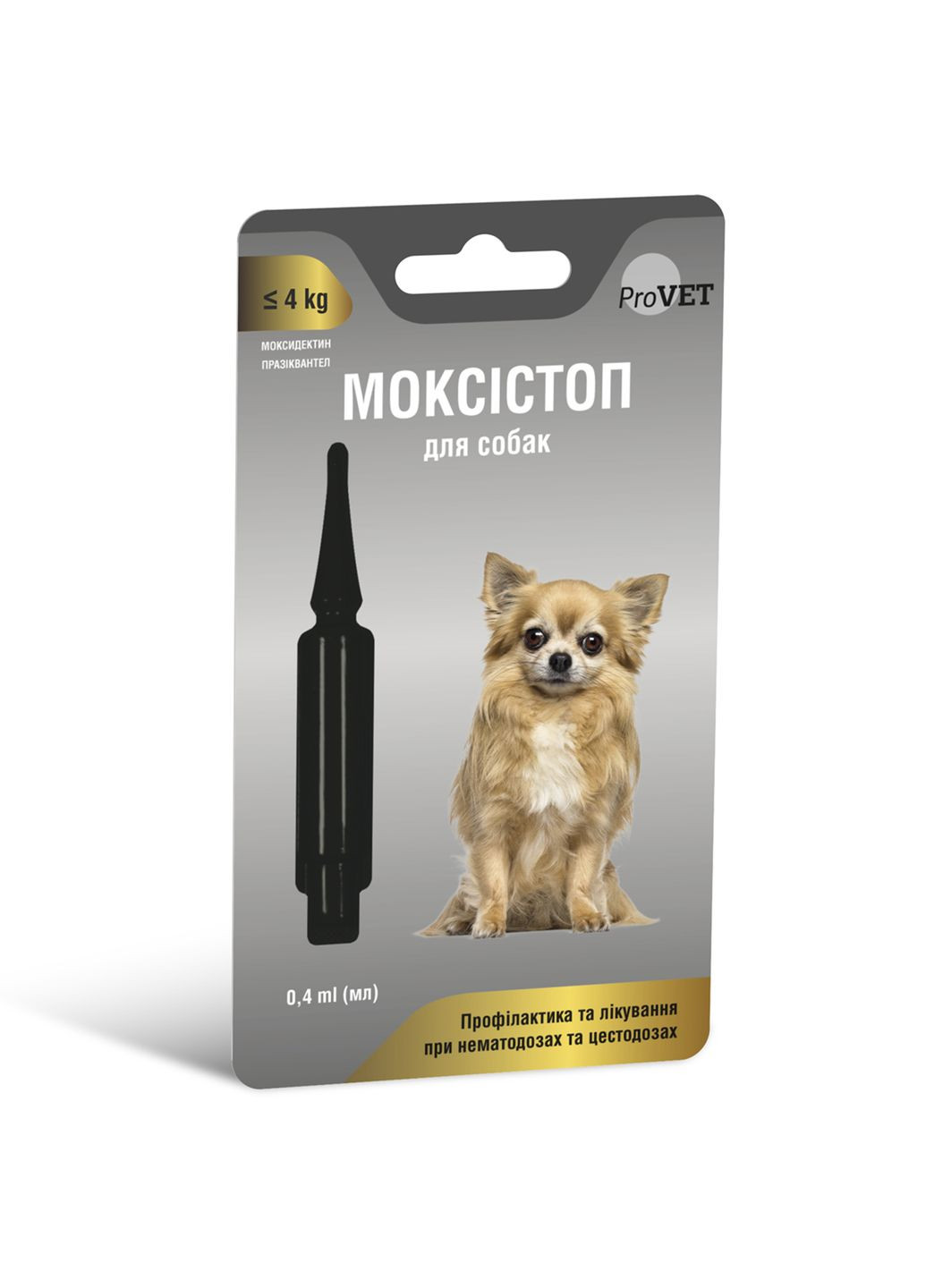 Краплі Моксістоп для собак масою тіла до 4 кг, 1 піпетка 0,4 мл (4823082419197) ProVET (279572893)