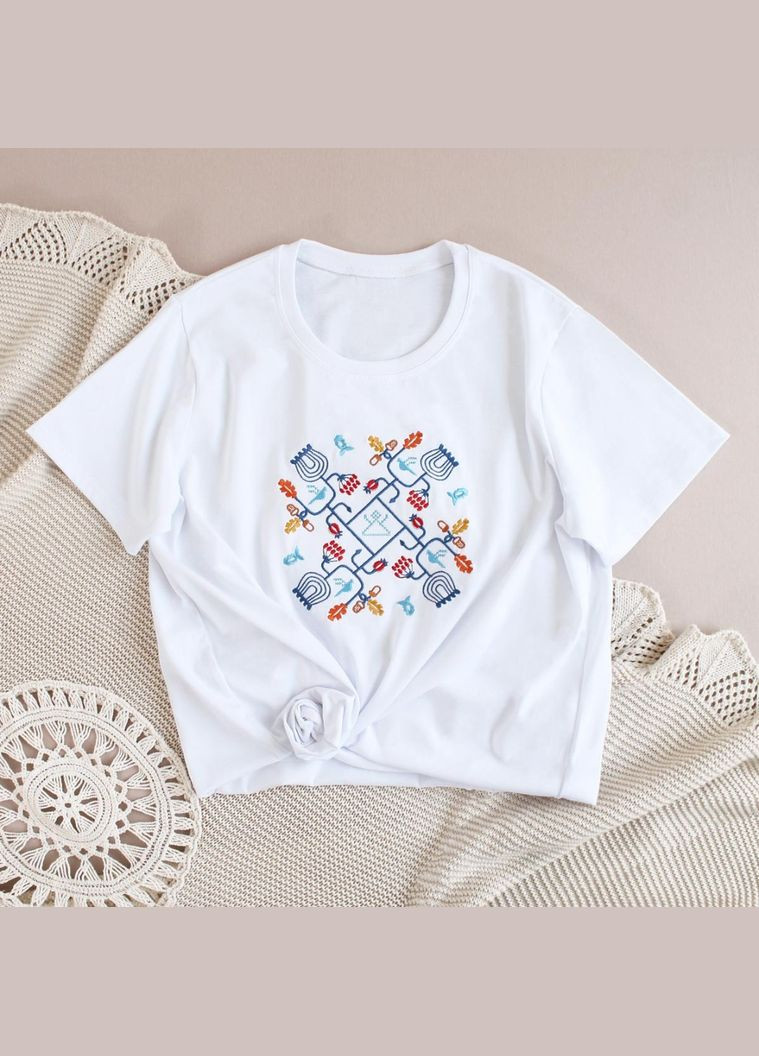 Черная женская футболка с этно вышивкой родословная Ladan - (301026566)