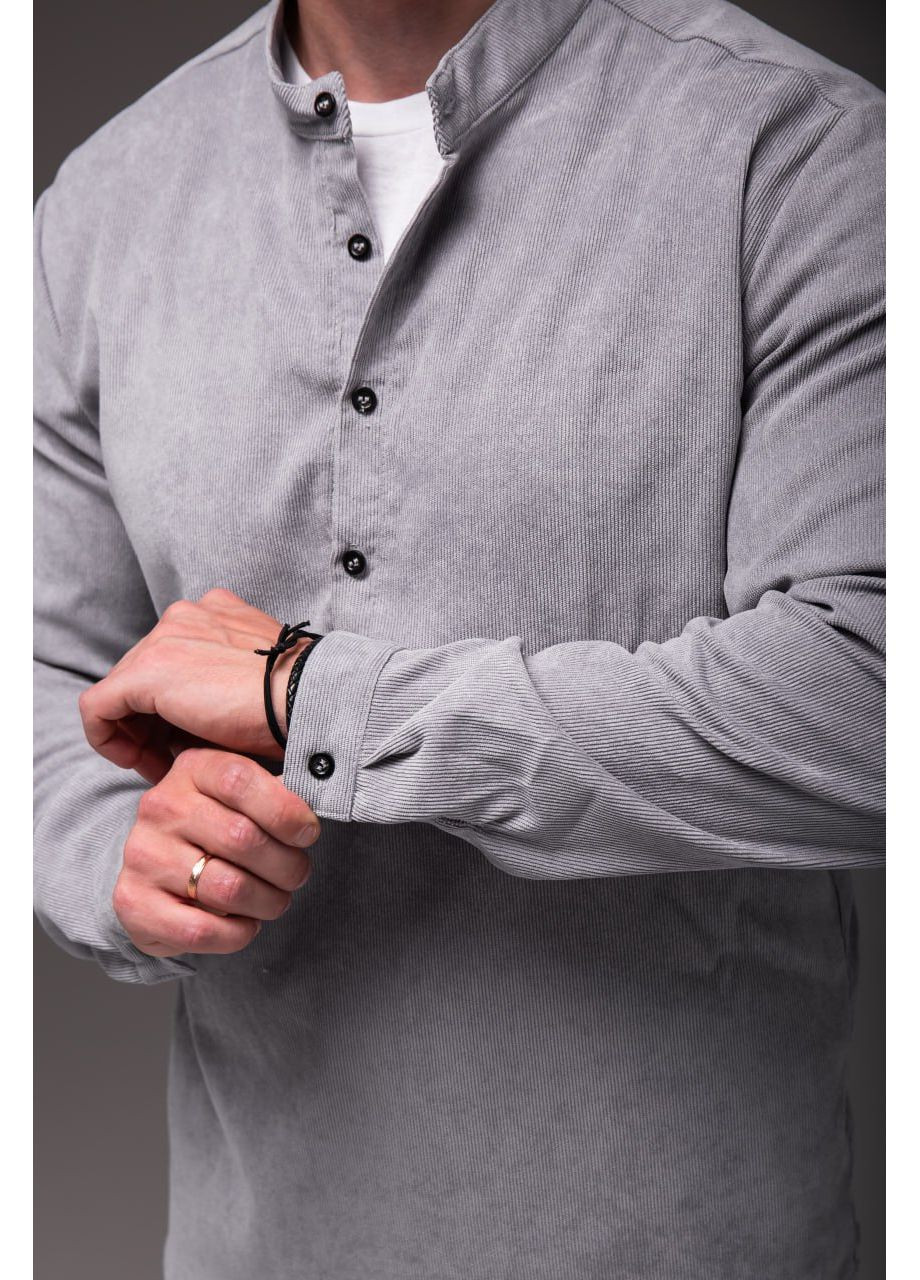 Чоловіча світло-сіра сорочка вельвет Stylish Touch (355429185)