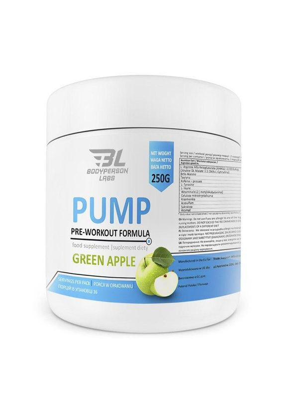 Pre-Workout Formula - 250g Green apple Bodyperson Labs (369397549)