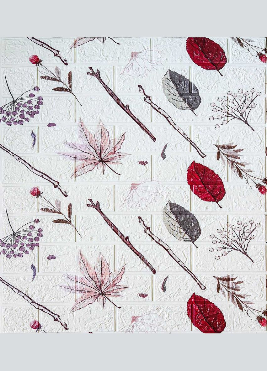 Самоклеющаяся декоративная 3D панель листья сад 700x770x5 мм Loft Expert (299004078)