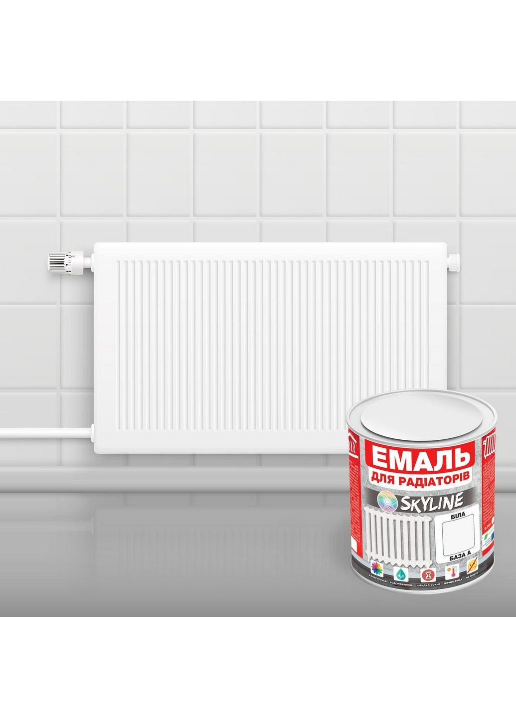 Эмаль для радиаторов акриловая термостойкая глянцевая 5 л SkyLine (289462328)