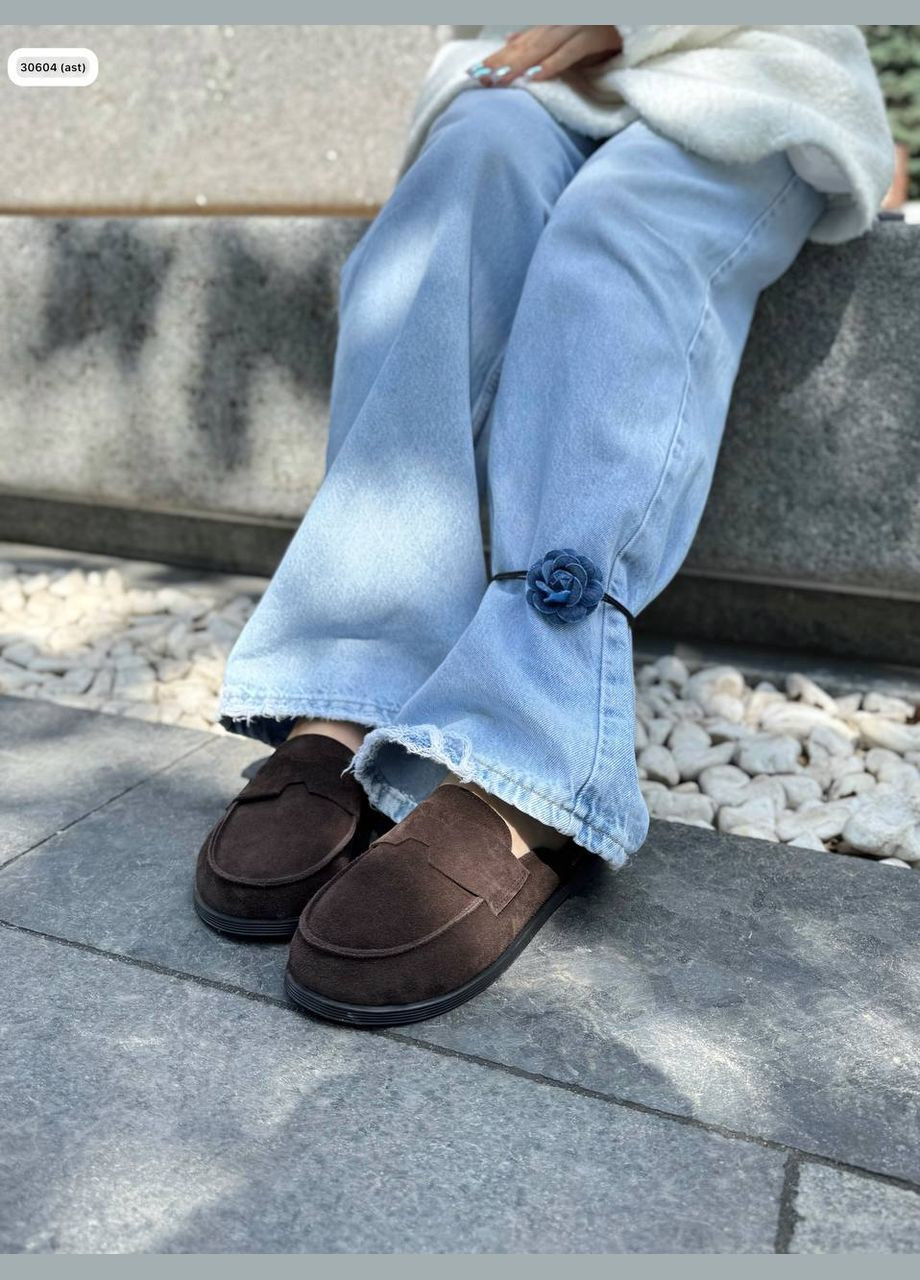 Жіночі стильні мюлі клоги колір шоколад натуральні No Brand (331769066)