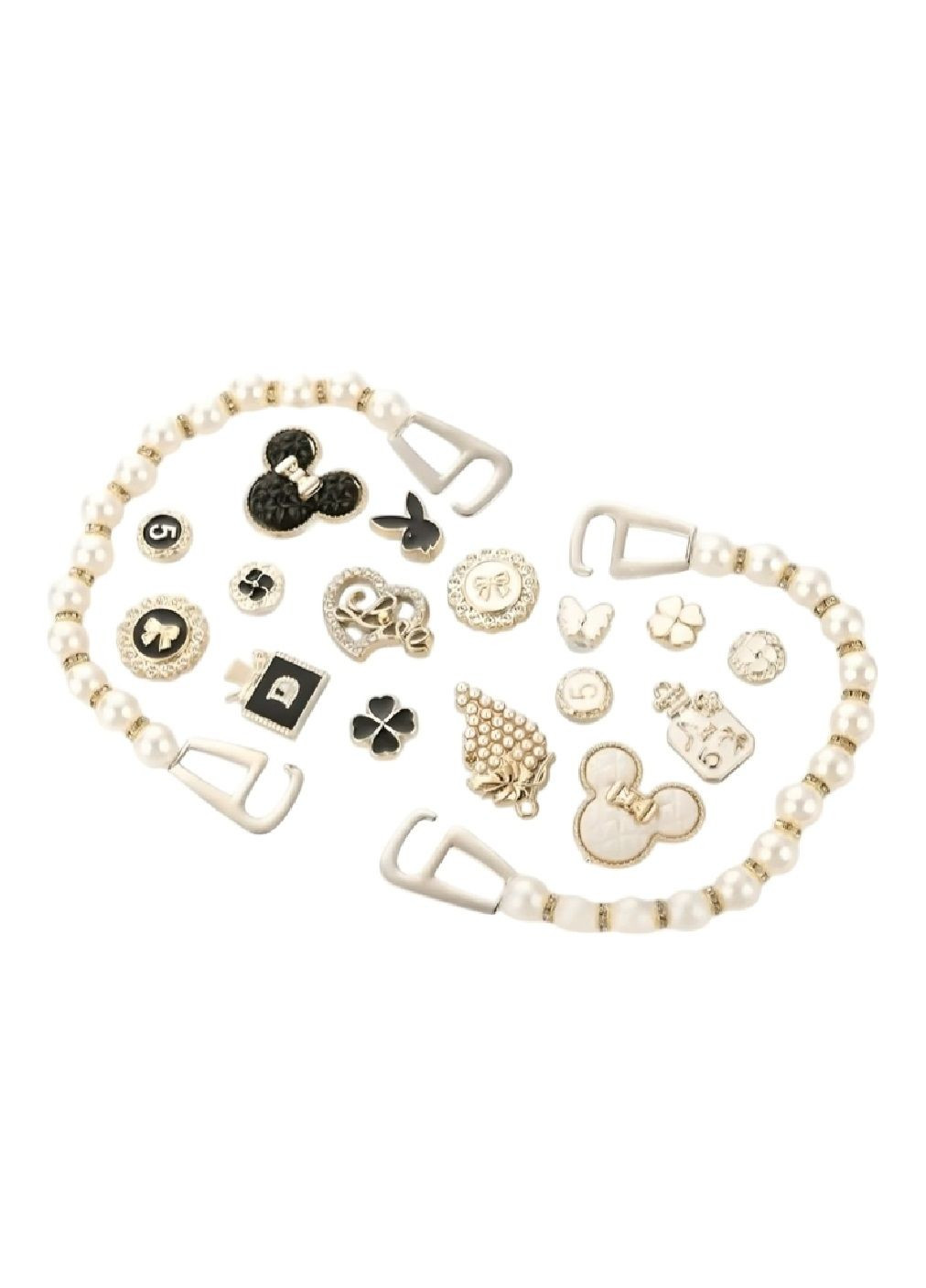 Набір джибітсів для жіночих кроксів з фігурками символами написами з ланцюжком з перлинами 18 елементів (479248-Prob) Unbranded (316493430)