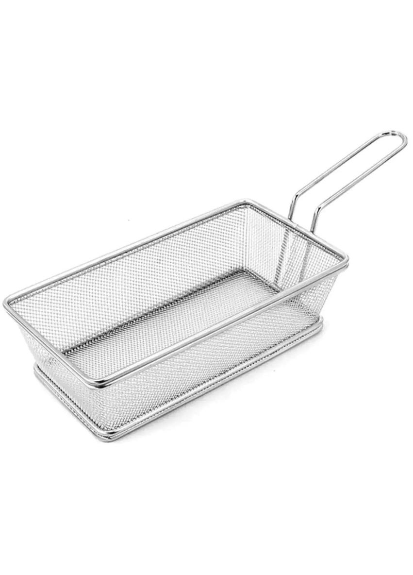 Кошик сервірувальний 21×11,5×5,5 см для подачі картоплі фрі та снеків з ручкою Срібляста HP-19-11 Jooki (358705960)