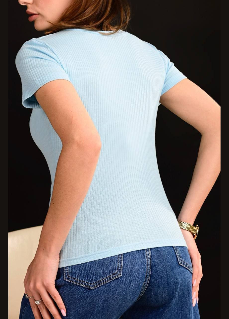 Блакитна літня футболка жіноча з коротким рукавом No Brand
