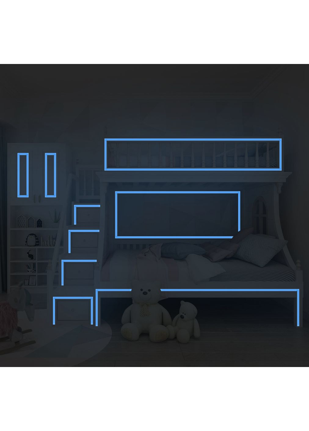 Лента люминесцентная/самоклейка 4см х 2м светится в темноте Синий No Brand (368566419)