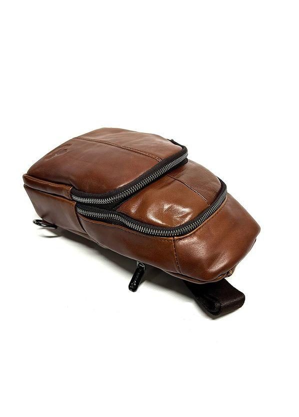 Коричневый мужской кожаный слинг сумка через плечо No Brand (301089578)