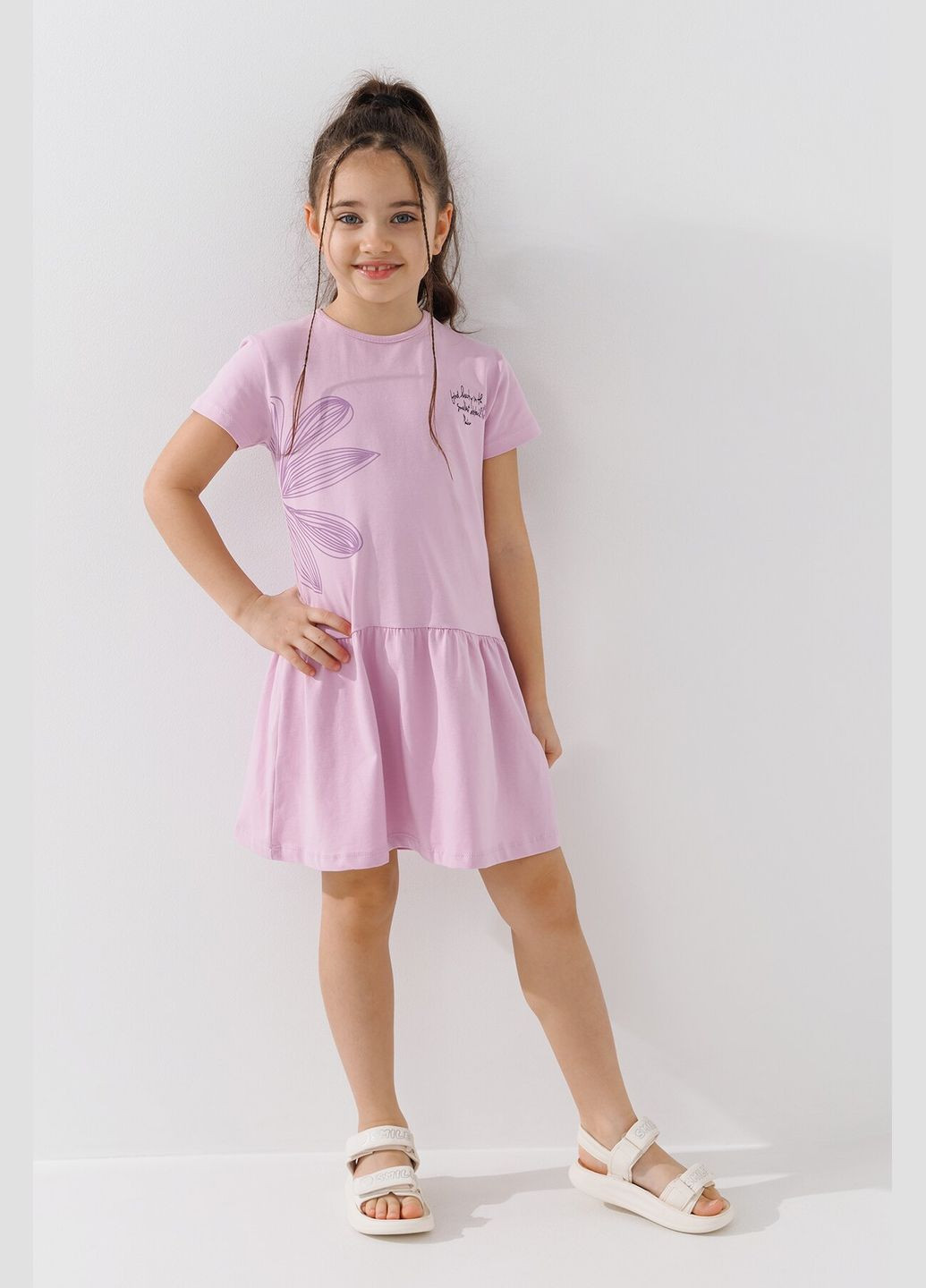 Бузкова сукня з принтом для дівчинки 16521 140 см shop (2000990923585) Baby Show (322213180)