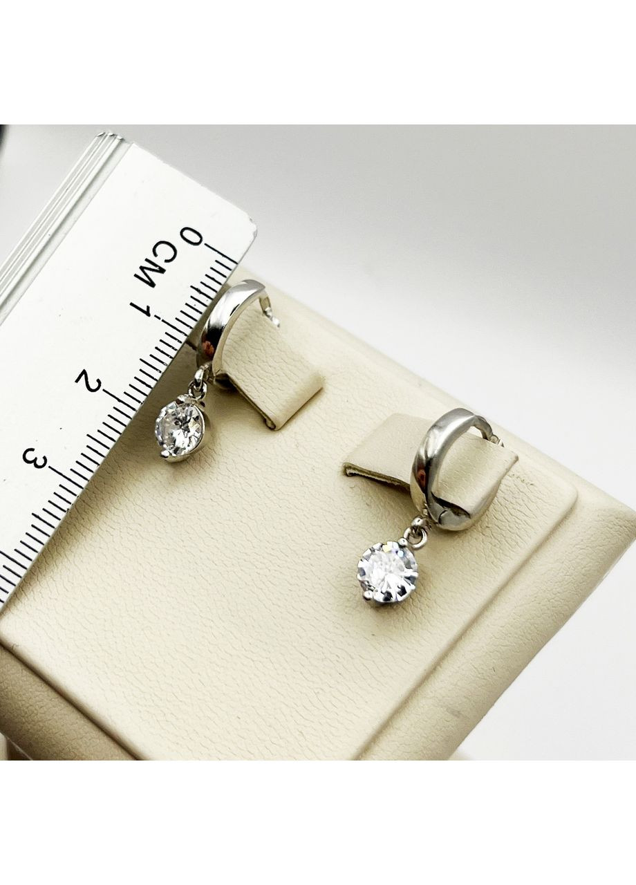 Сережки-кільця срібні з кубічним цирконієм 3,05 г No Brand (369737275)