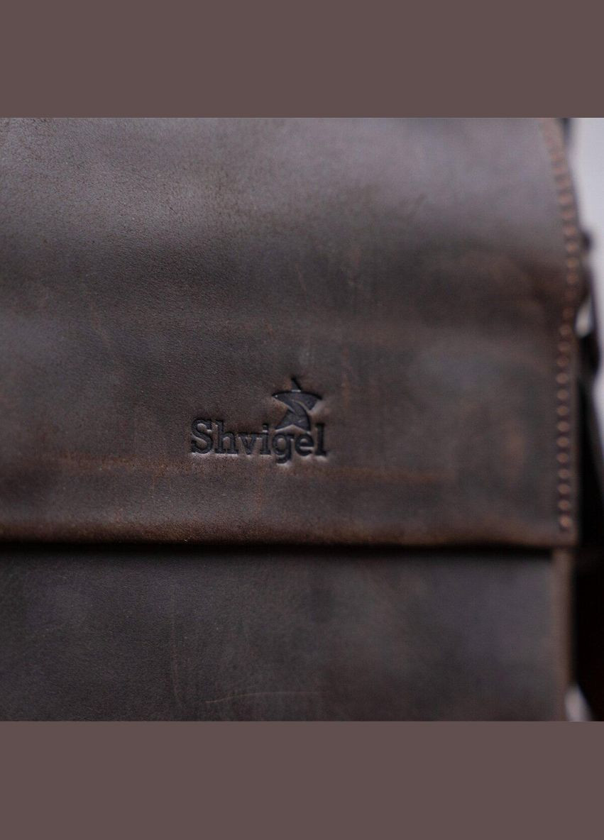 Сумка мужская 11093 кожаная Коричневая Shvigel (298570610)