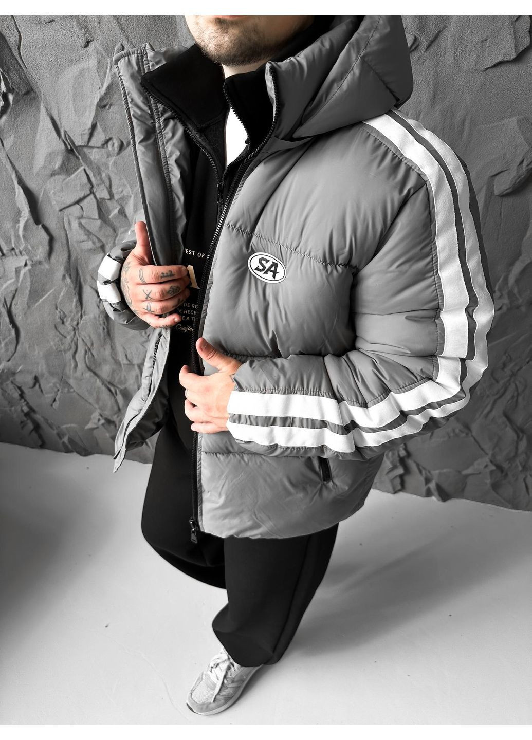 Серая демисезонная куртка эко-пух до -25° No Brand