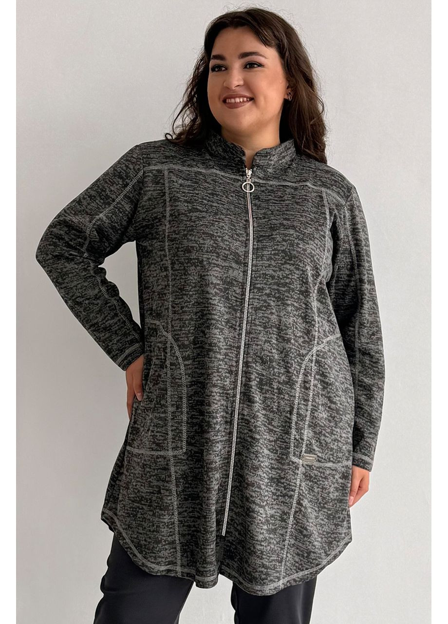 Трикотажний кардиган на блискавці великі розміри з кишенями No Brand 1274 (356885925)