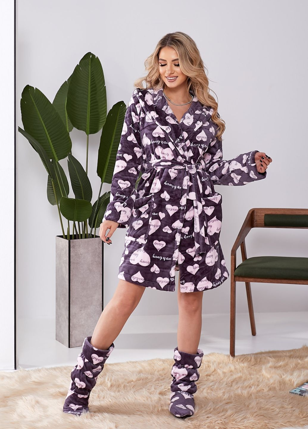 Теплий халат з капюшоном та чобітками Selim-tekstil (313801358)