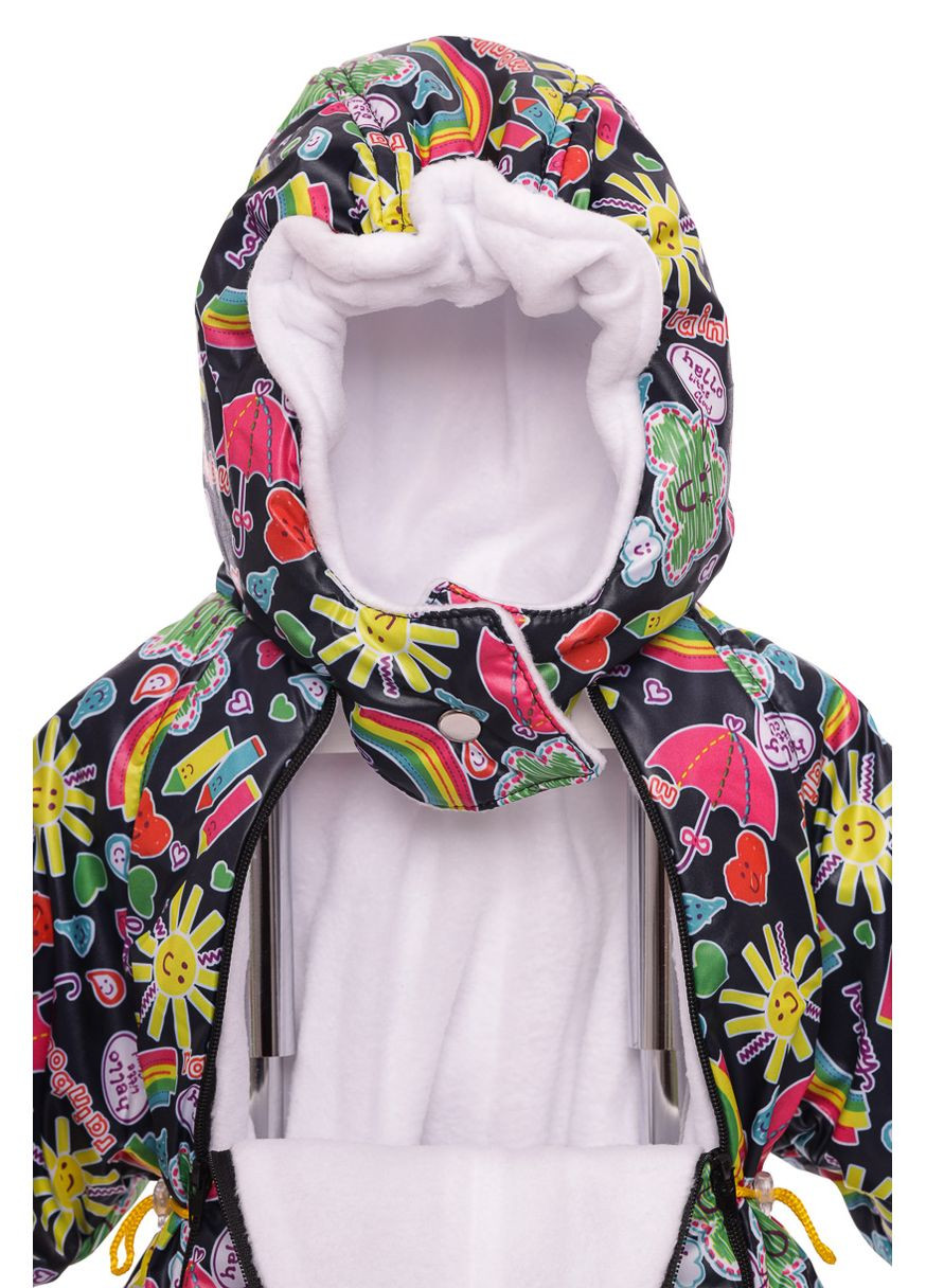 Комбинезон Трансформер на флисе для девочки с принтом радуги черный 86 см (44988) BABYKROHA (297200401)