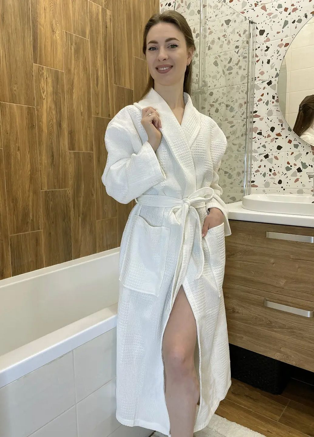 Халат женский вафельный из хлопка, размер L 50-52 Vishnya (322034876)
