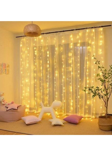 Гірлянда штора Водоспад 3х2 м 400 LED Золотистий (1312887855) FMA (368754317)