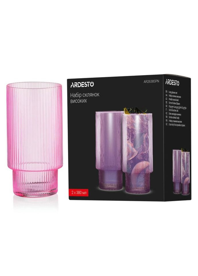 Набор стаканов высоких AR2638SPN 380 мл 2 шт розовый Ardesto (322030663)