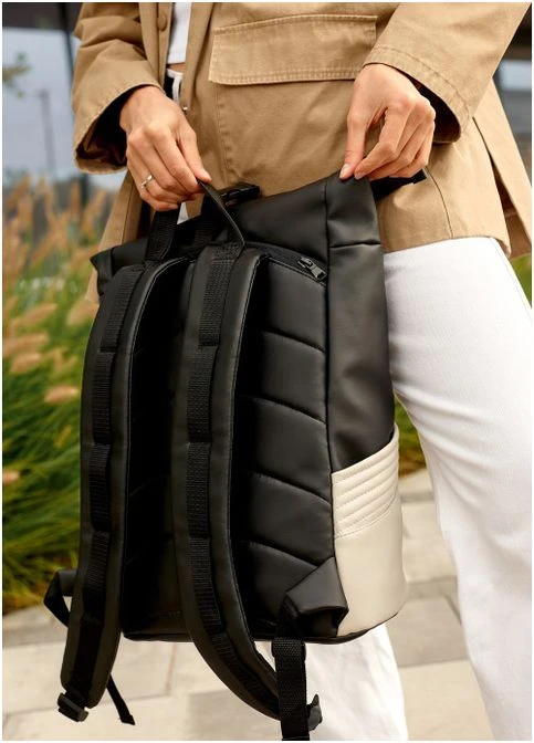 Рюкзак ролл унисекс RollTop KQN чорно-сірий 41х27x18см Sambag (399207451)