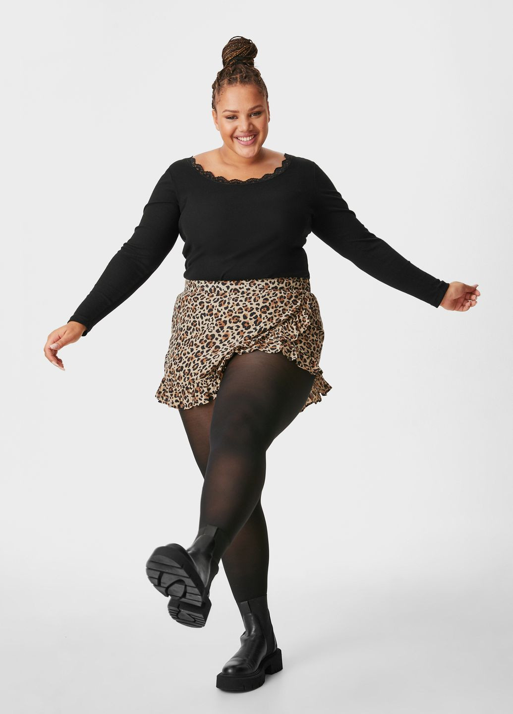 Разноцветная кэжуал однотонная юбка-шорты из вискозы C&A