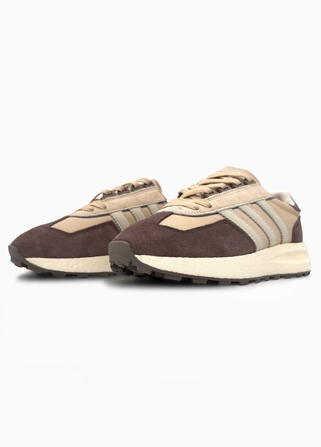 Коричневі Осінні кросівки чоловічі і жіночі adidas retropy e5 brown beige white | адідас ретропі е5 коричневі No Brand